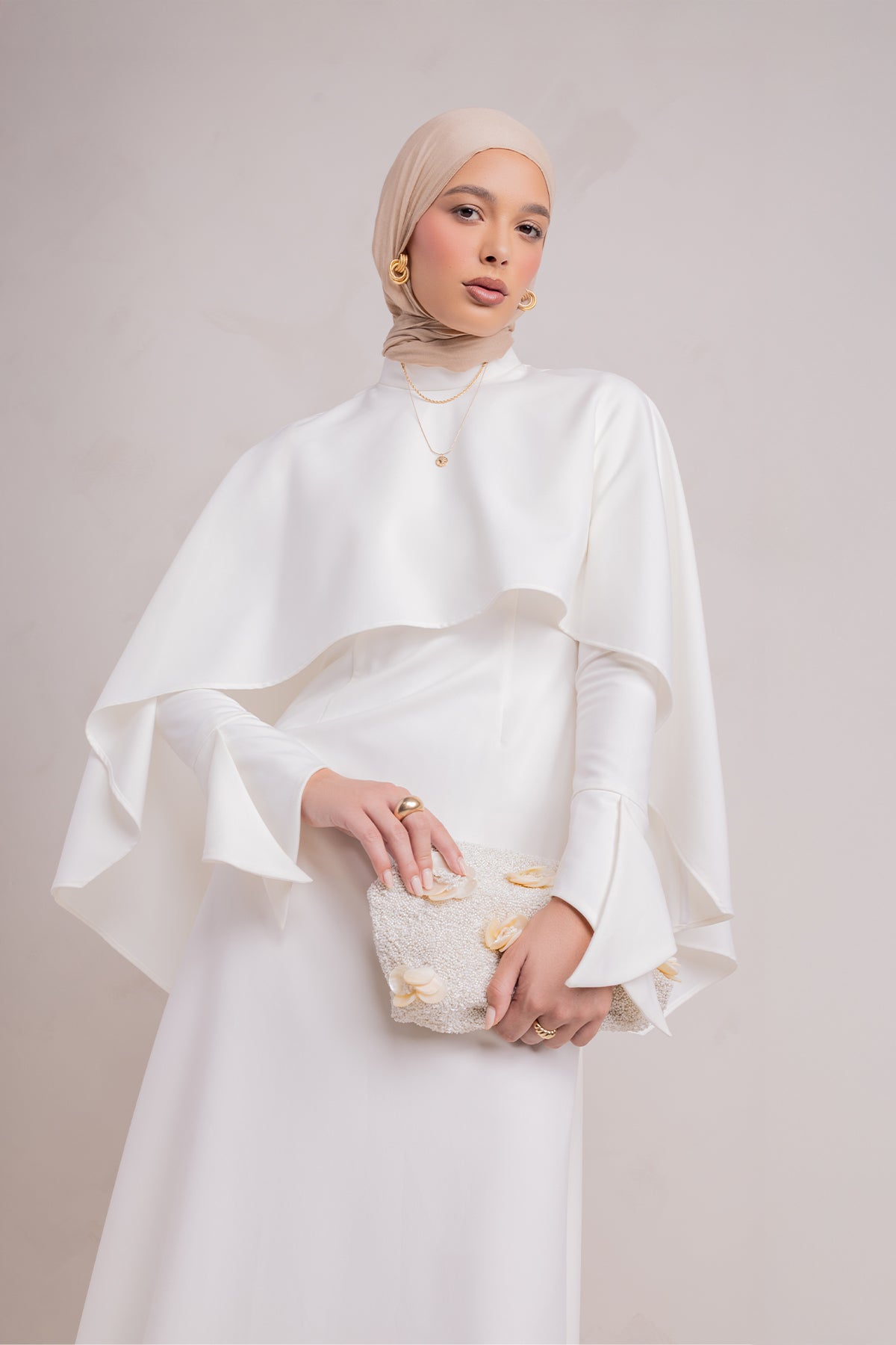 Ari Cape Maxi Gown - Off White