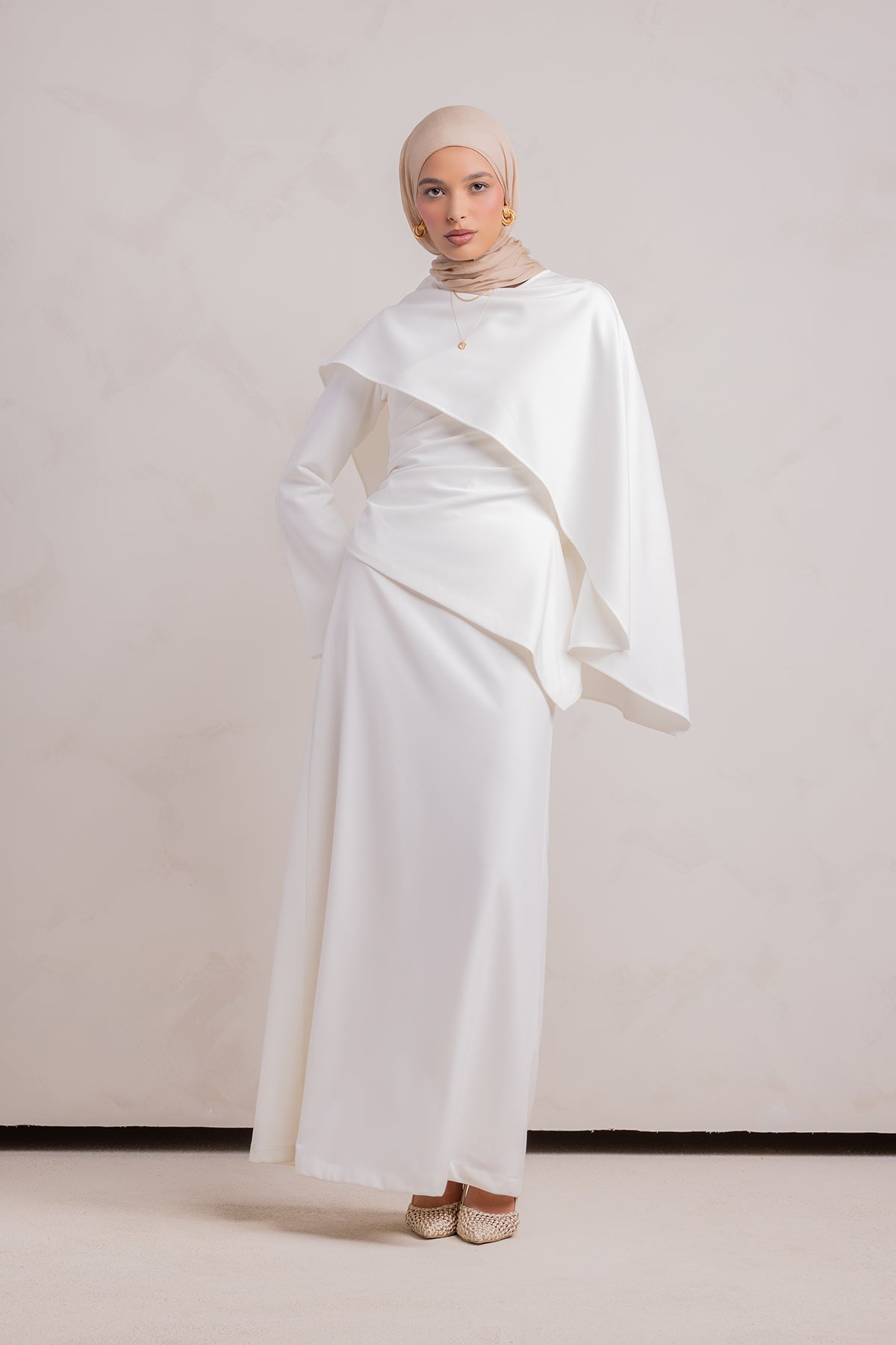 Meyah Synched Cape Top - Off White - 2