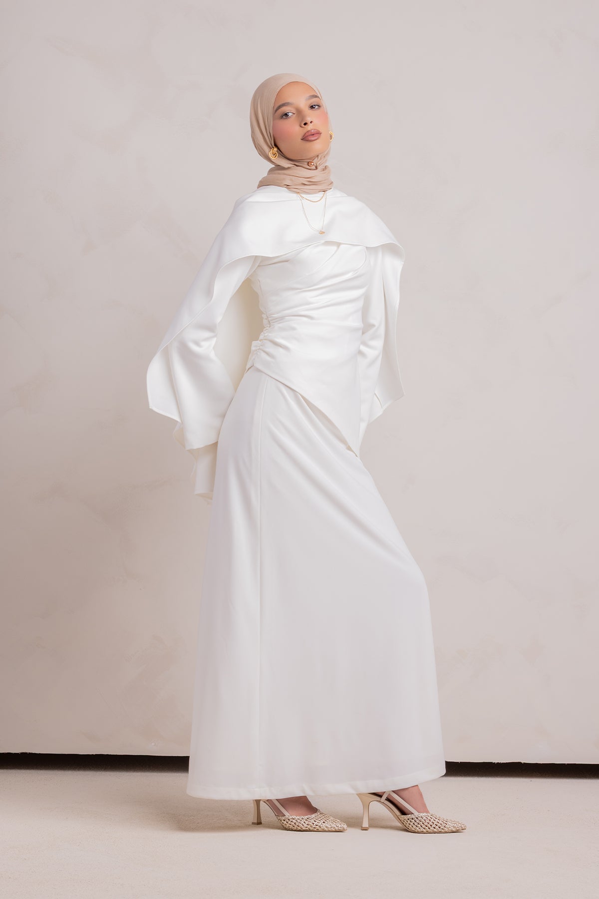 Meyah Synched Cape Top - Off White