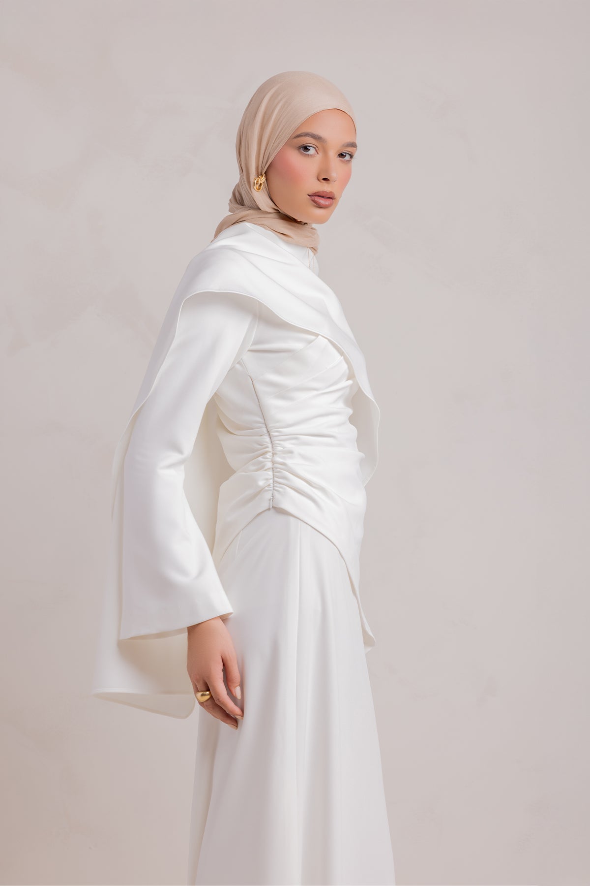 Meyah Synched Cape Top - Off White