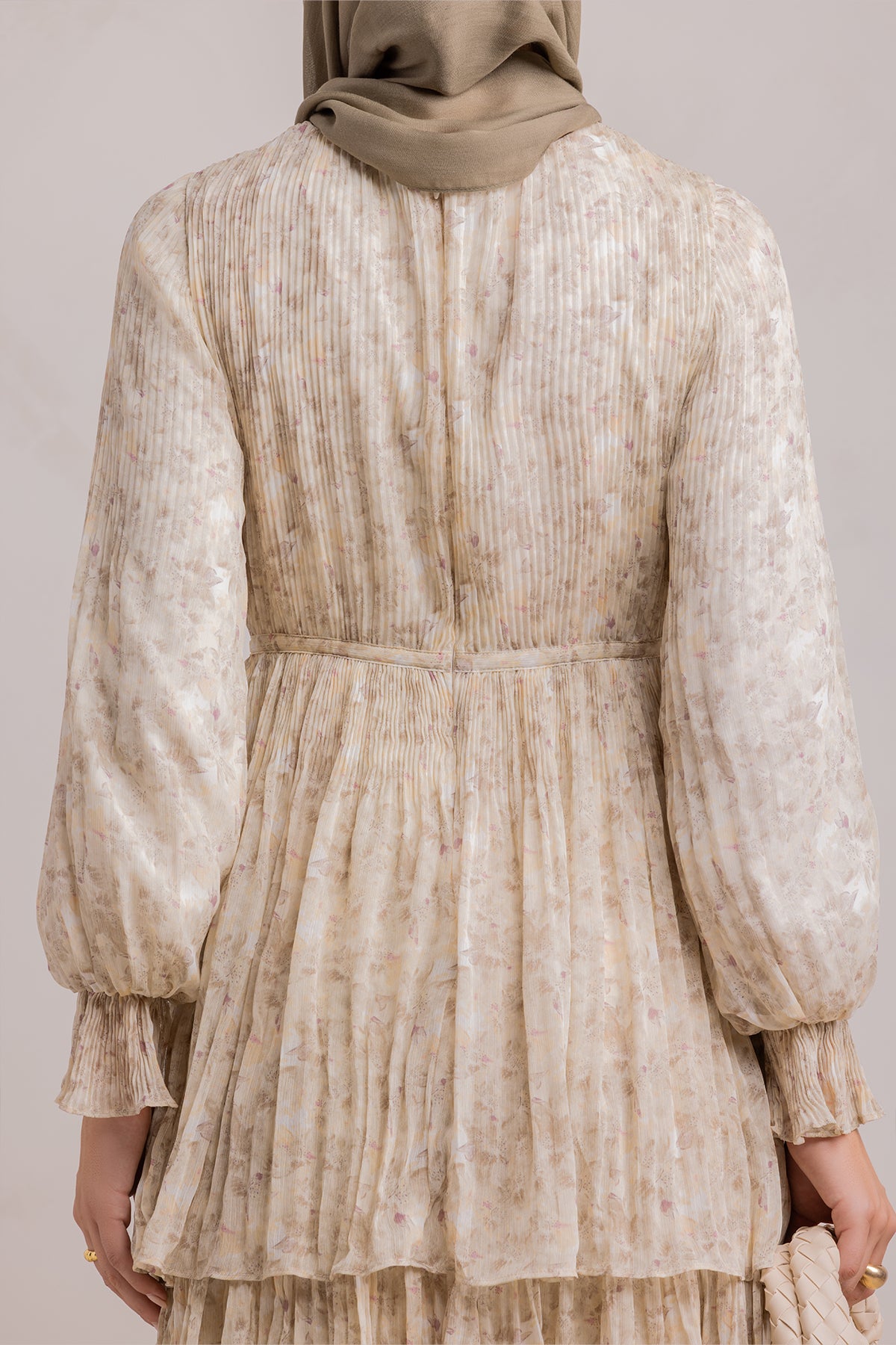 Dalia Pleated Ruffle Maxi Dress- Rosemary