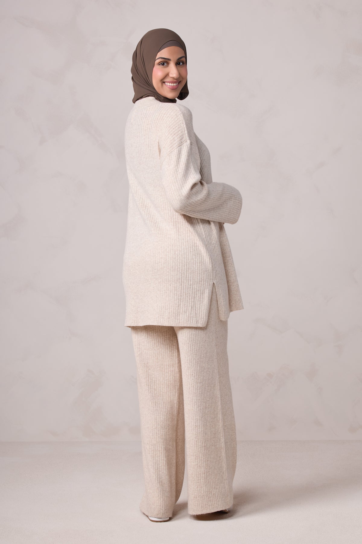 Deniz Knit Matching Set - Almond