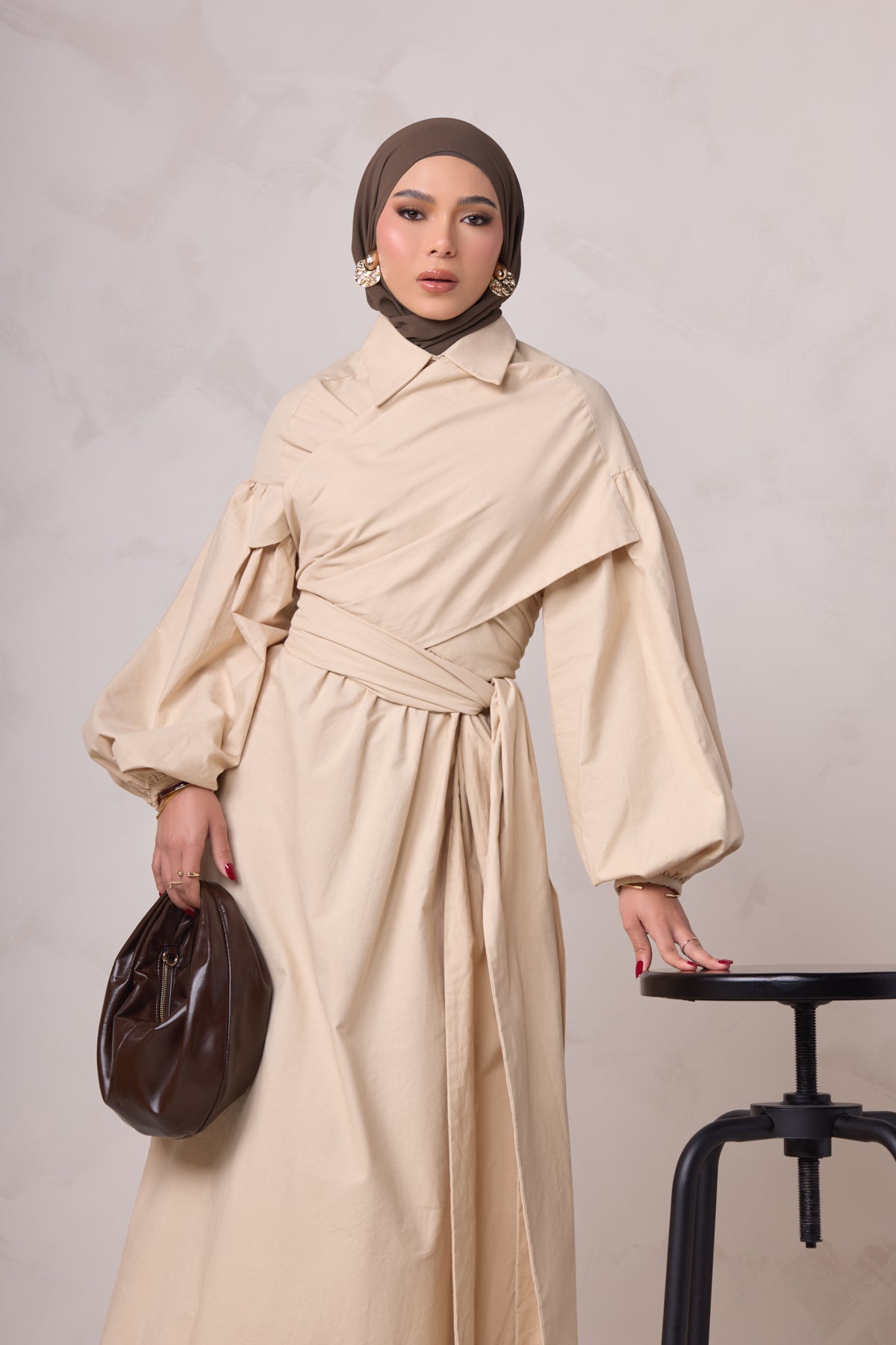 Rahma Tie Wrap Dress - Sand