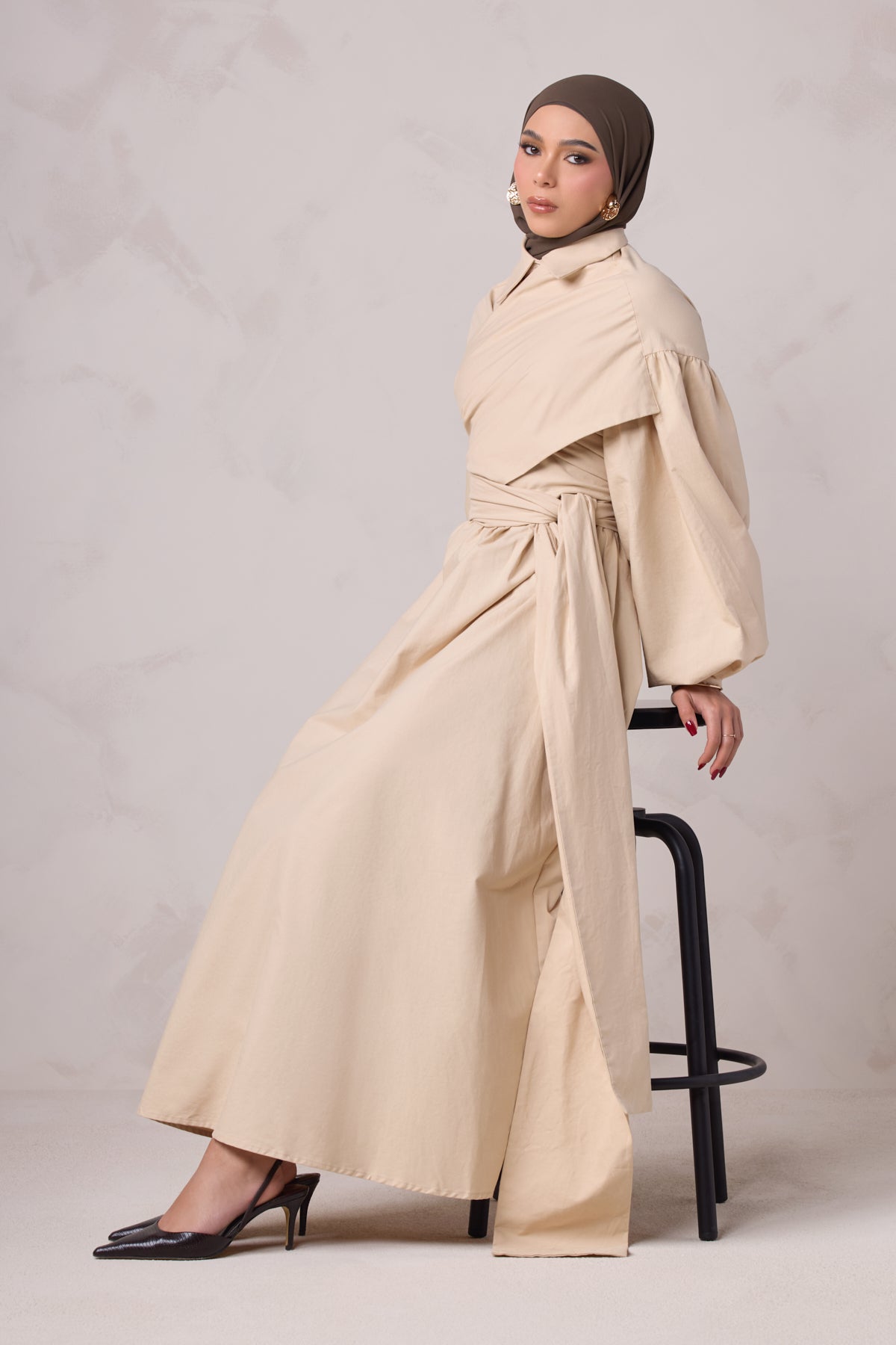 Rahma Tie Wrap Dress - Sand