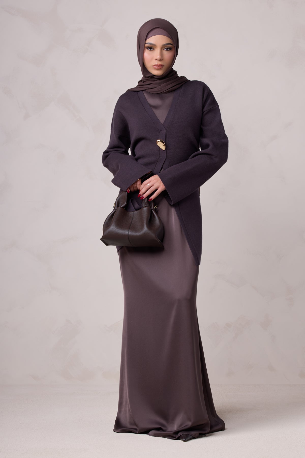 Isabella Matching Knit Satin Set