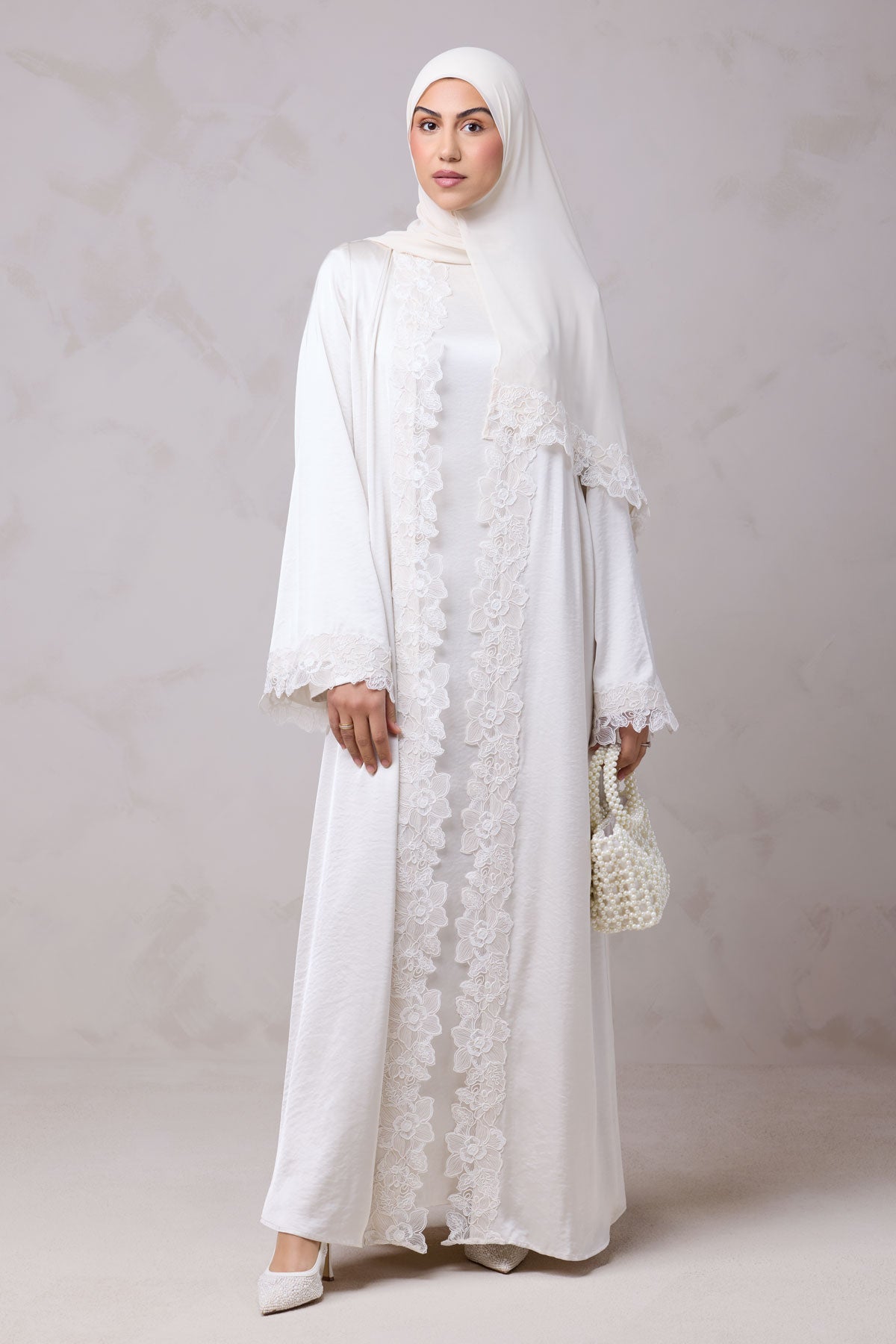 Amani Lace Trim Abaya & Hijab Set