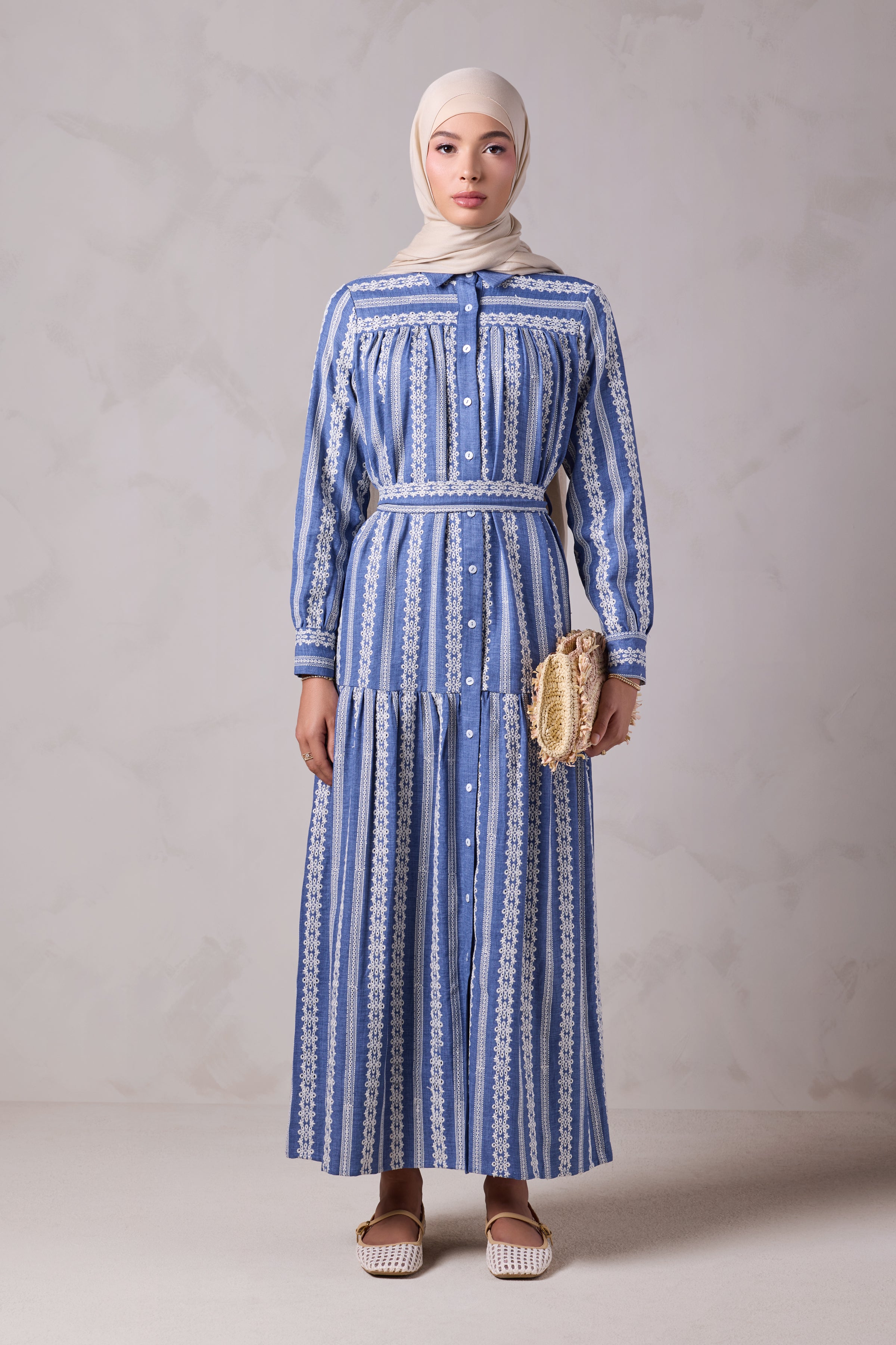 Rukaya Denim Eyelet Maxi Dress - Byblos Thread