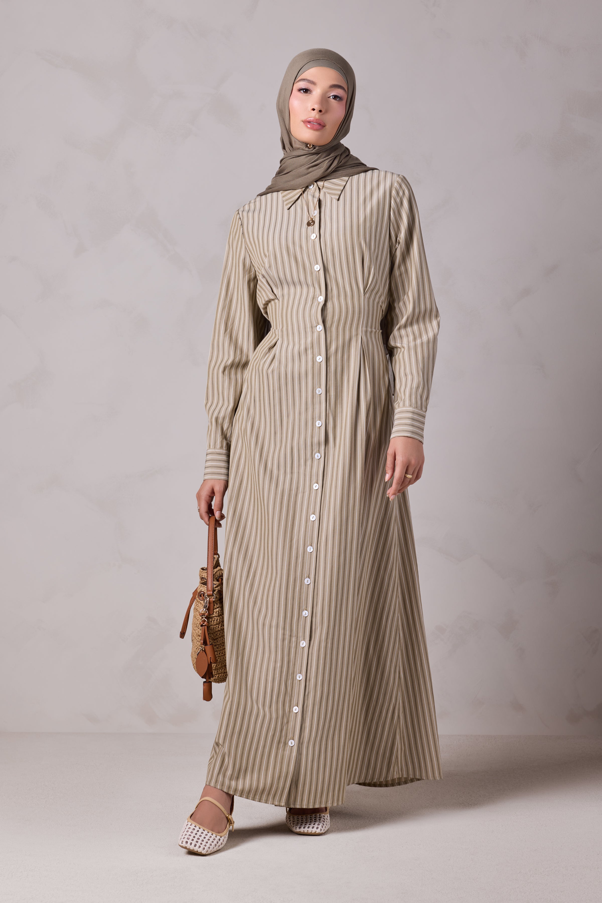 Malika Striped Cotton Everyday Dress - Beit Zaytoun