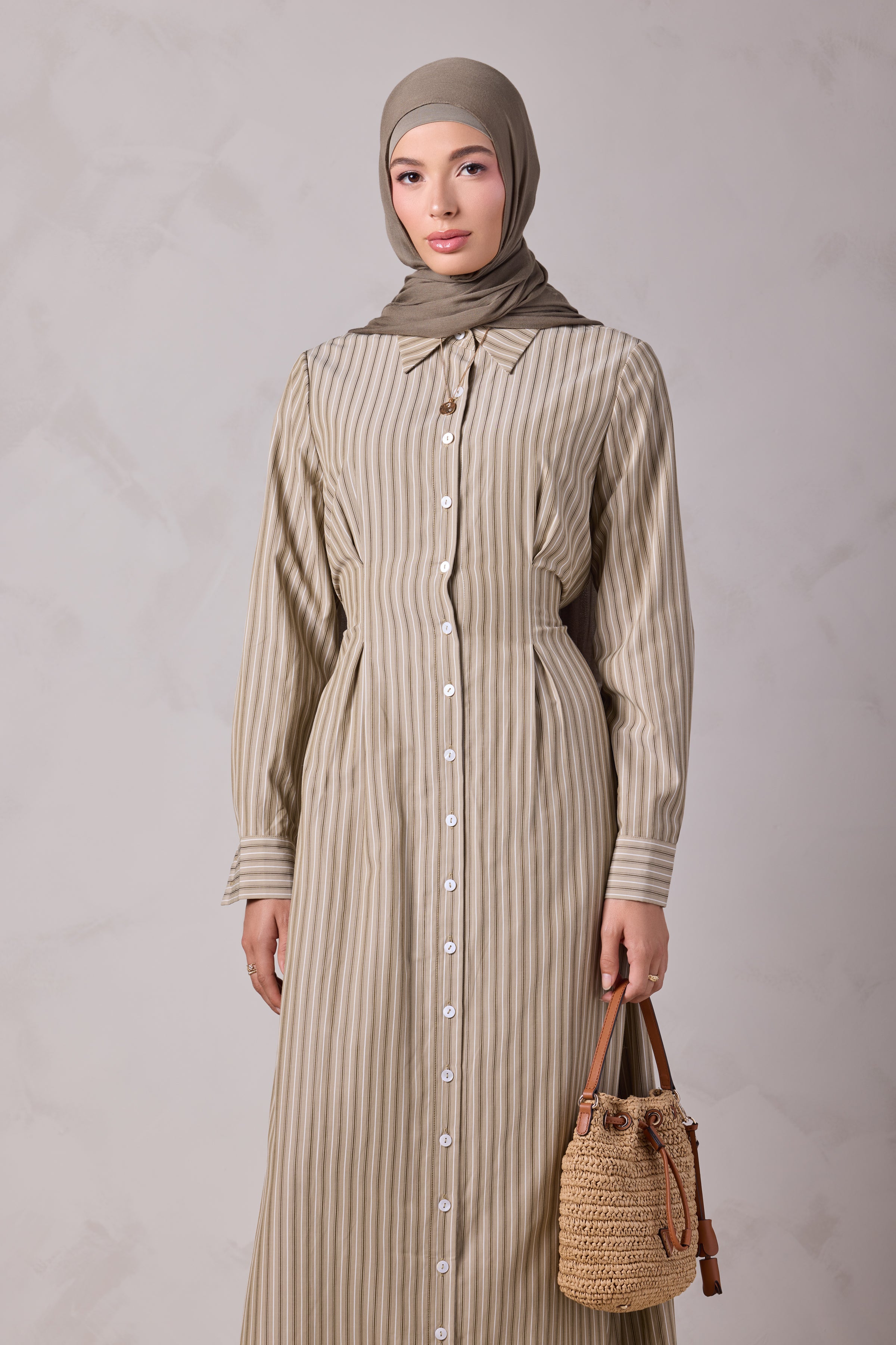 Malika Striped Cotton Everyday Dress - Beit Zaytoun