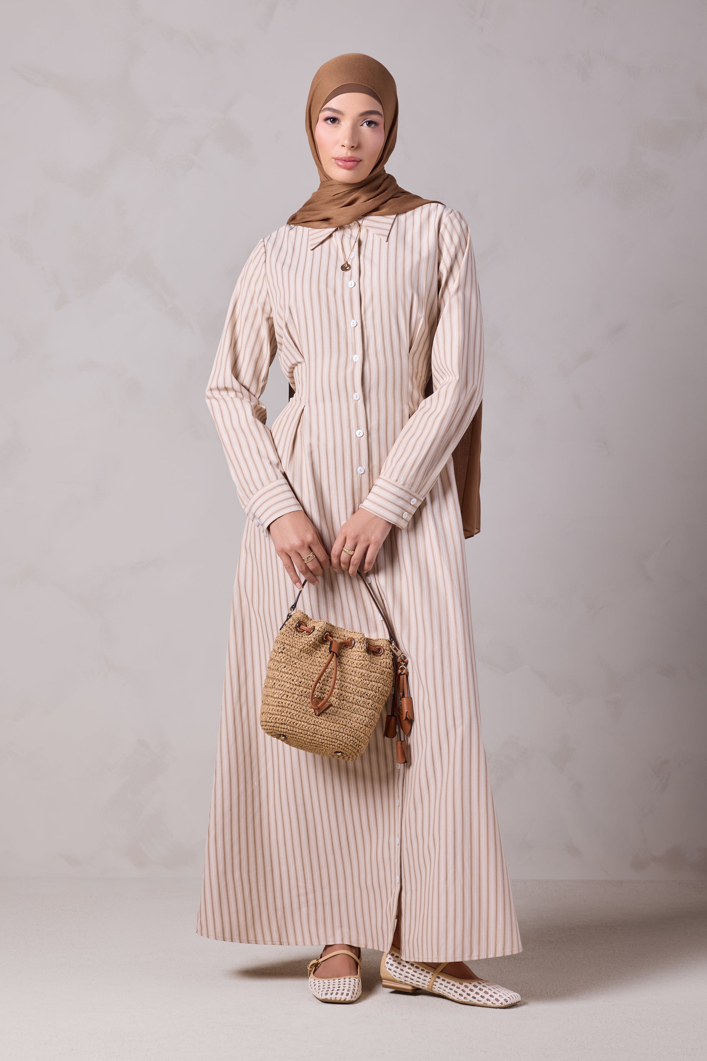 Malika Striped Cotton Everyday Dress - Sahil Sand