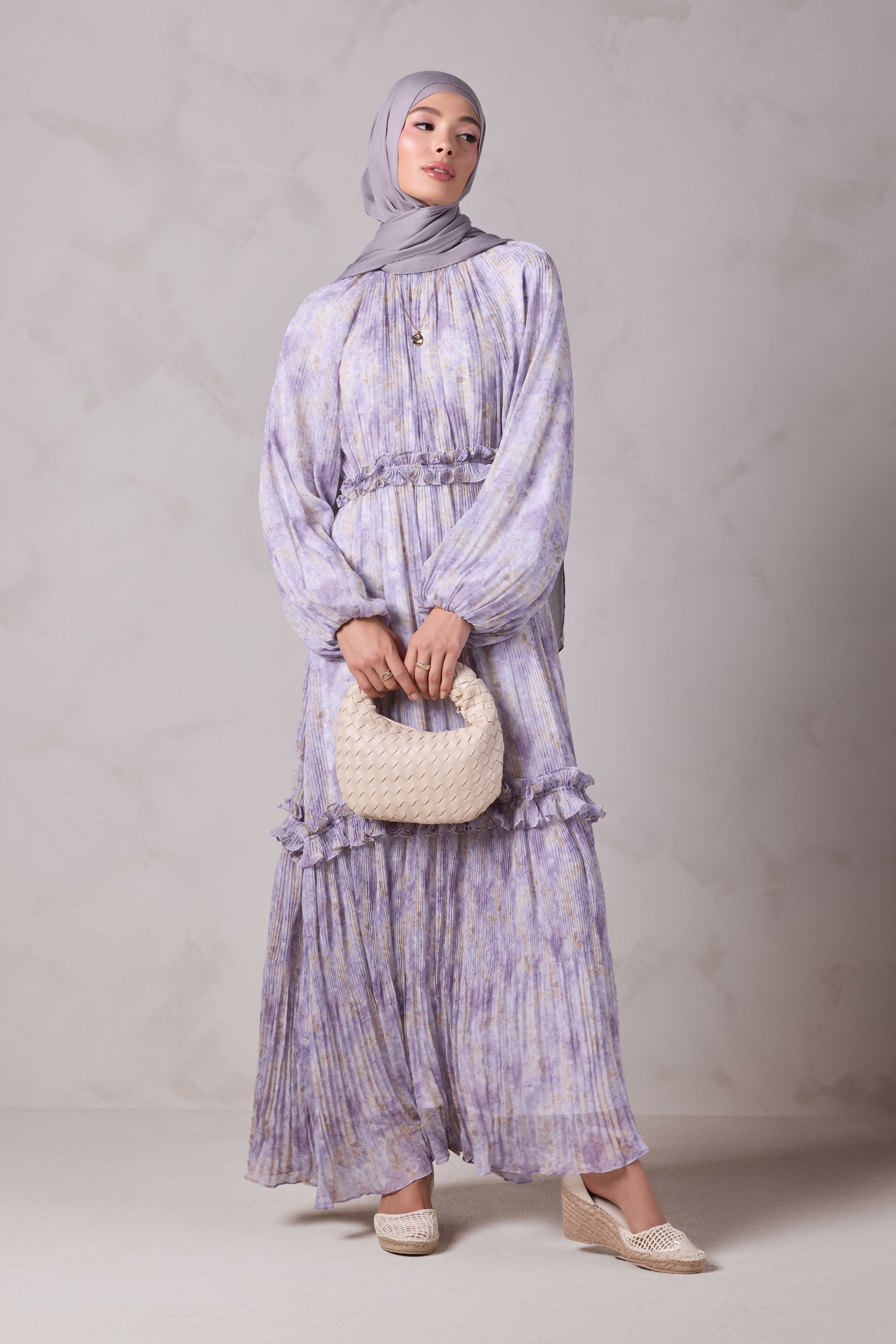Aiza Pleated Dress - Khuzama Mist