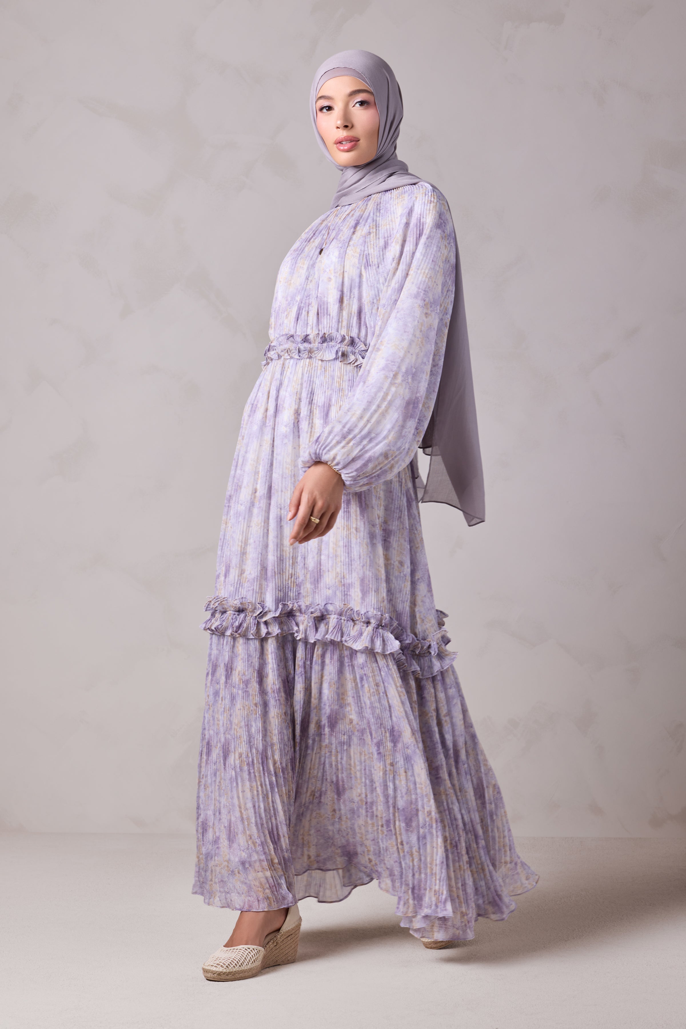 Aiza Pleated Dress - Khuzama Mist