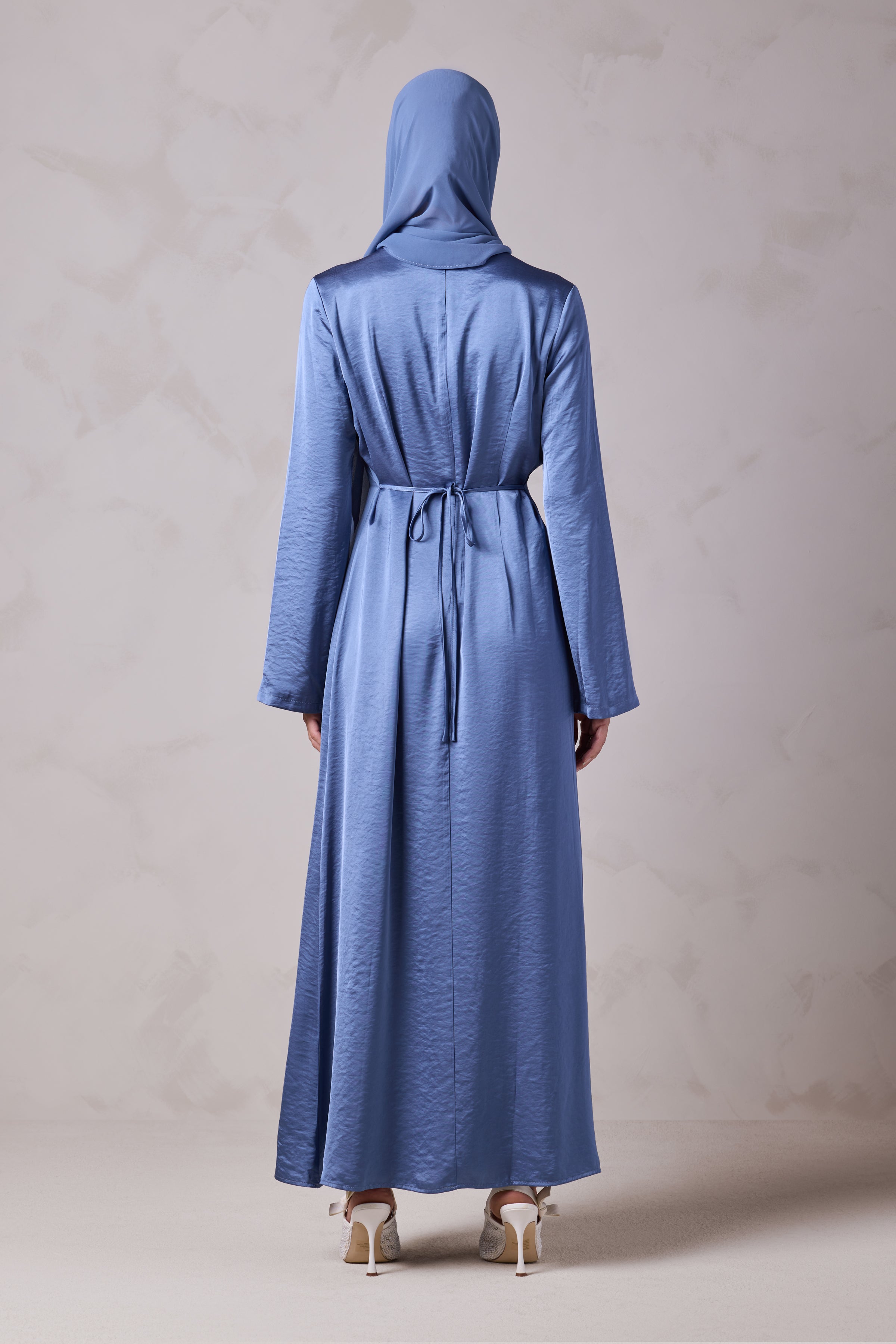 Amani Lace Trim Abaya & Hijab Set - Caspian