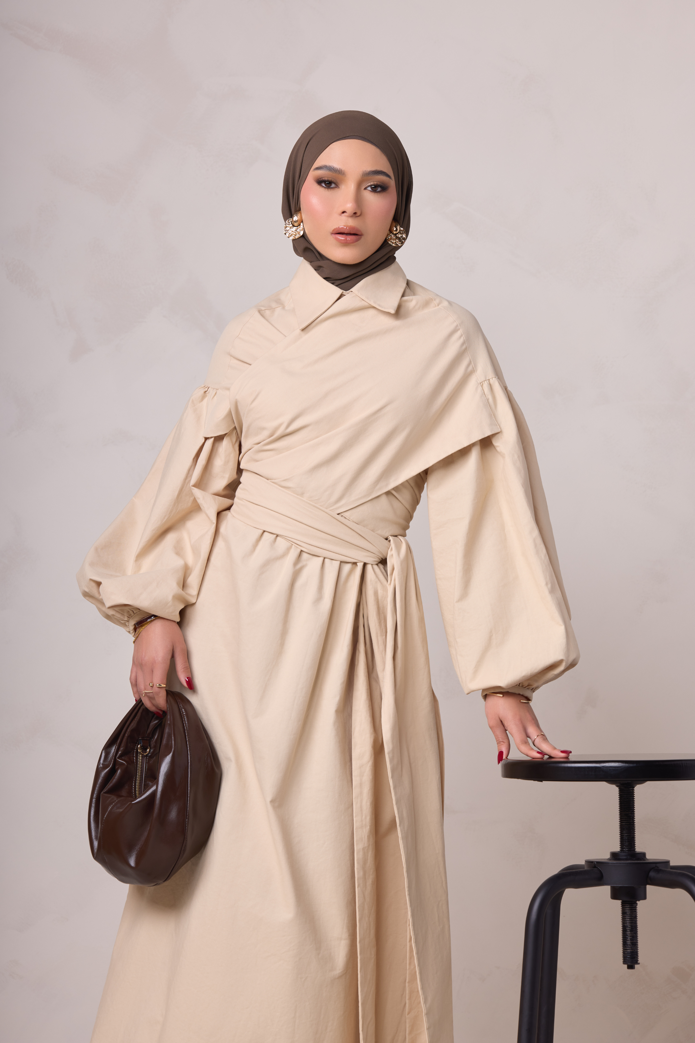 Rahma Tie Wrap Dress - Sand