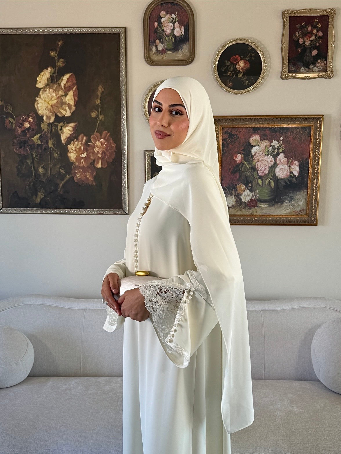 Layali Lace Embroidered Abaya & Hijab Set