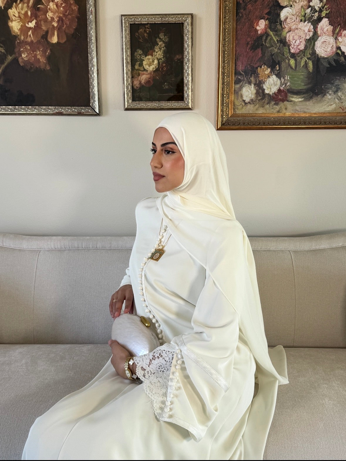 Layali Lace Embroidered Abaya & Hijab Set