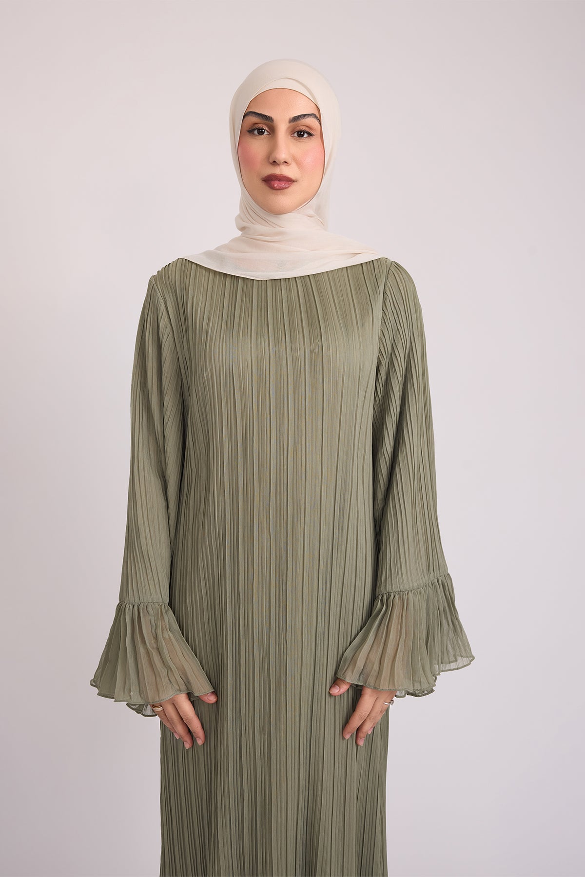 Camille Pleated Maxi Dress - Olive