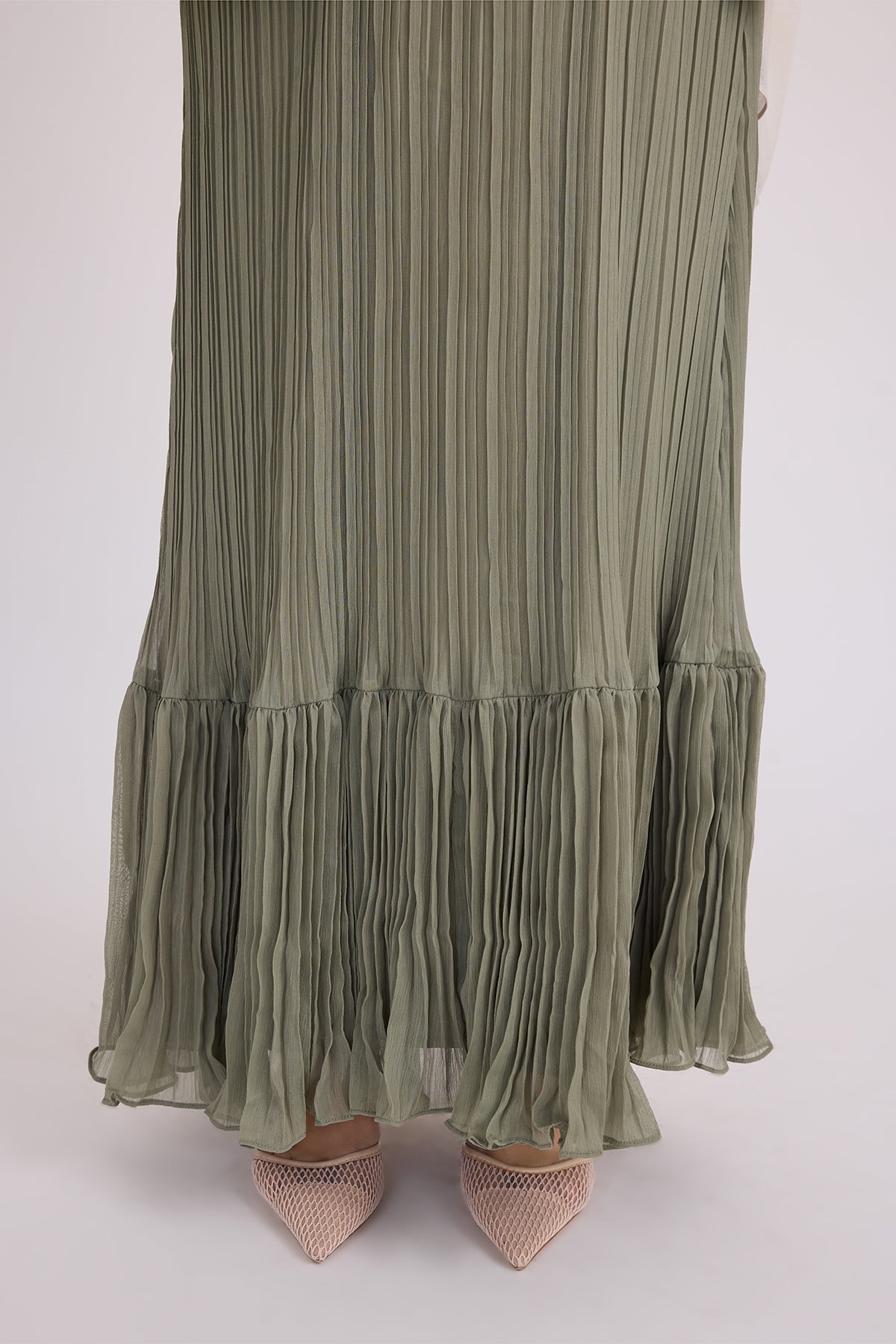 Camille Pleated Maxi Dress - Olive