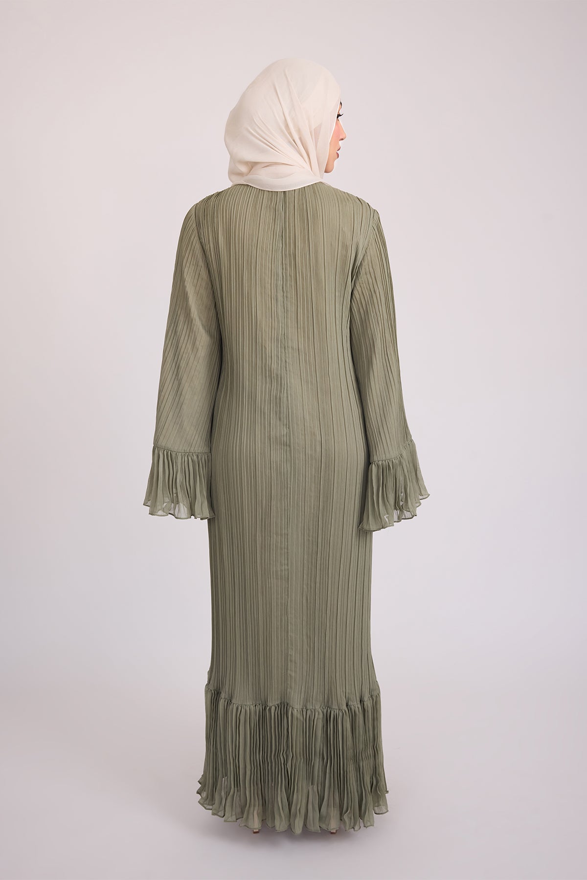 Camille Pleated Maxi Dress - Olive