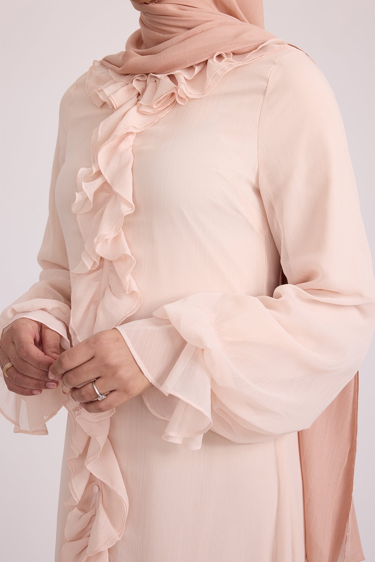 Mira Ruffle Long Sleeve Maxi Dress - Rose
