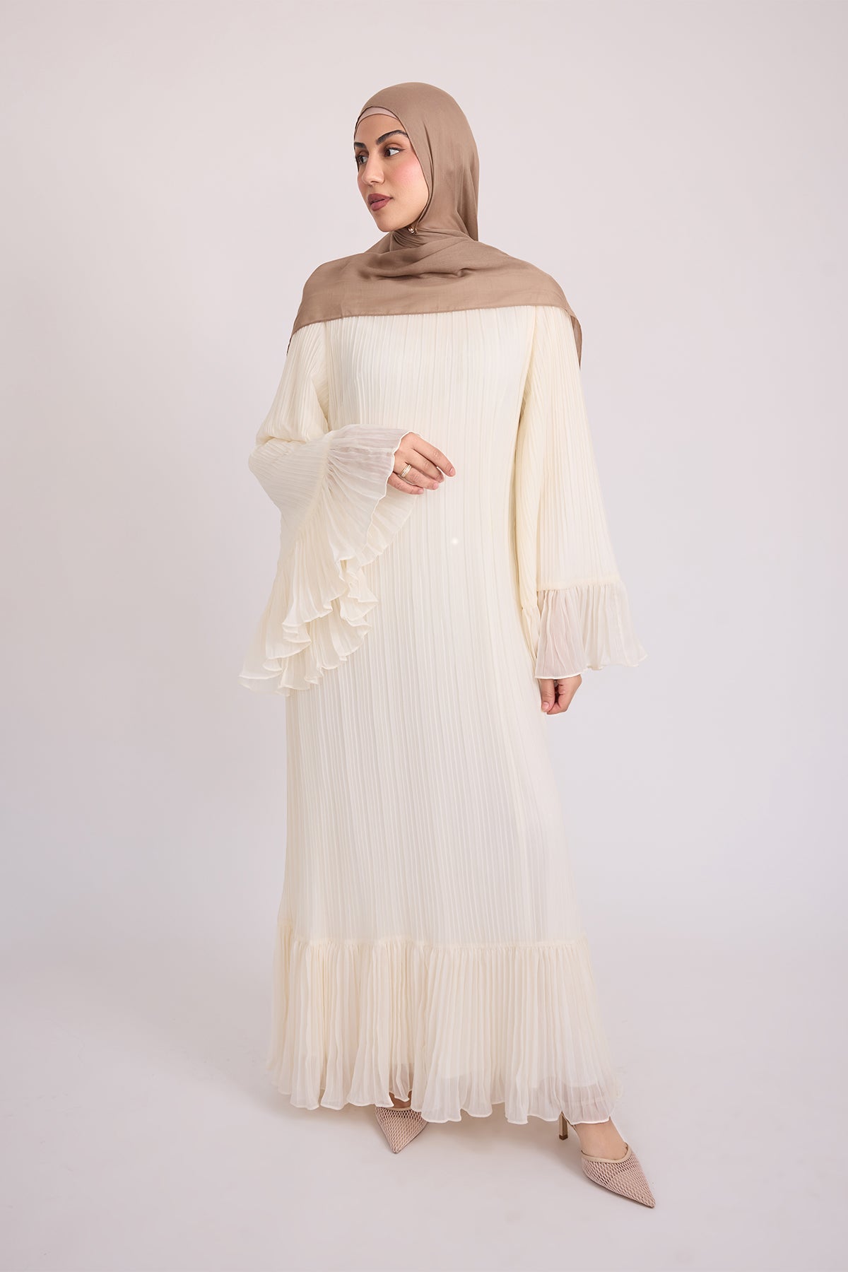 Camille Pleated Maxi Dress - Off White