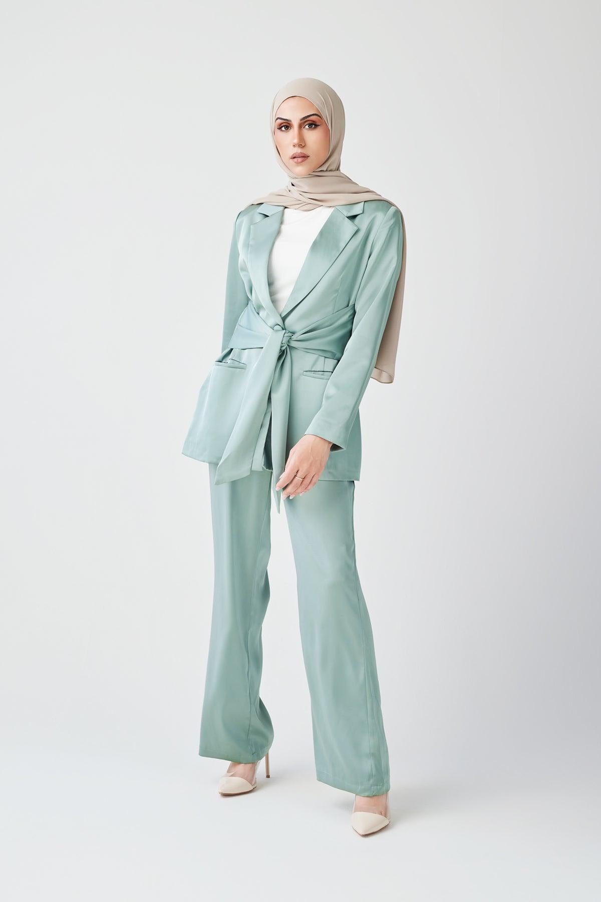 Adele Tie Waist Blazer - Sage