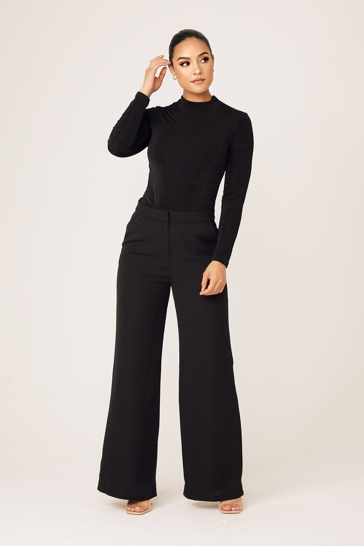 Camile Long Sleeve Body Shirt- Black - Zahraa The Label